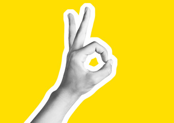 Positive emotional good hipster signs swing the power of steadfast power well. on a yellow...