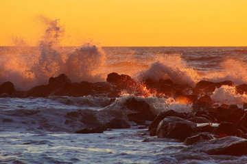 waves on the rocks