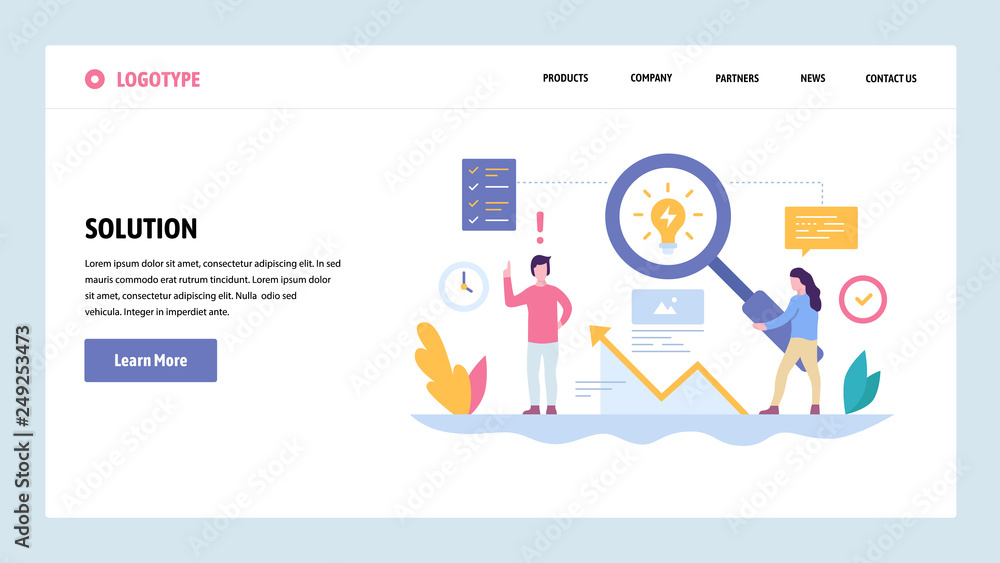 Aufkleber vector web site gradient design template. creative process and new ideas. creativity solution concep