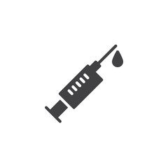 Medical syringe vector icon. filled flat sign for mobile concept and web design. Syringe injection with medicine drop simple glyph icon. Symbol, logo illustration. Pixel perfect vector graphics