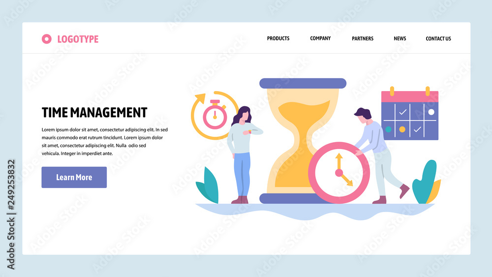 Aufkleber vector web site gradient design template. time management concept. business project deadline. landin