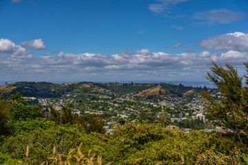 Fototapeta na wymiar nelson from above of the centre of New Zealand, nelson city landscape with natural sky in the background