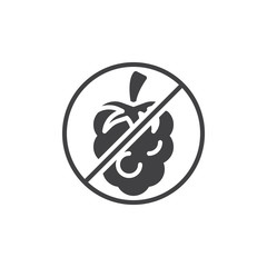 No Raspberry, prohibition sign vector icon. filled flat sign for mobile concept and web design. No allergen food simple glyph icon. Symbol, logo illustration. Pixel perfect vector graphics