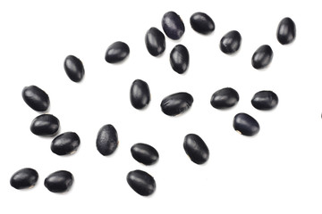 black kidney beans isolated on white background. top view