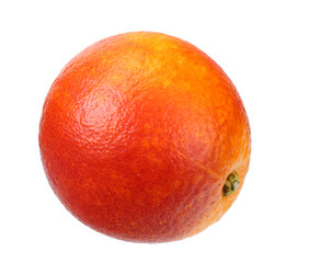 one red blood orange fruit isolated on white background