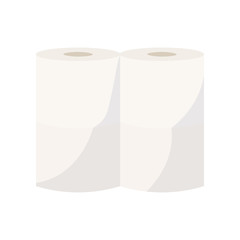 Two beige towel paper rolls close-up view isolated on white background