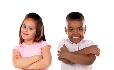 Two funny children looking at camera