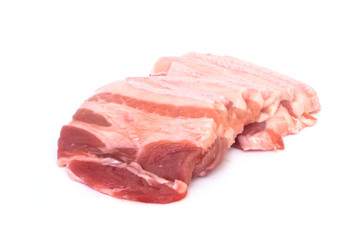 Pig Slide white background.Beef pork belly.With clipping paths.