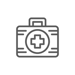 First aid kit medicine line icon.
