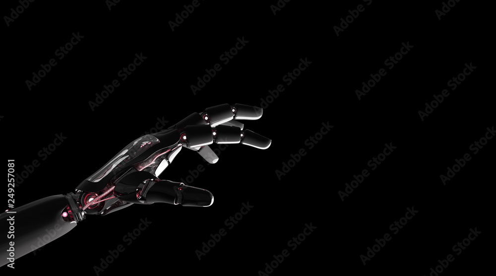 Aufkleber red robot hand pointing finger 3d rendering