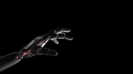 Red robot hand pointing finger 3D rendering - obrazy, fototapety, plakaty