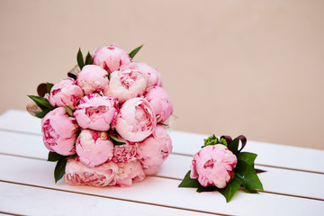 Pink peony flower bouquet 