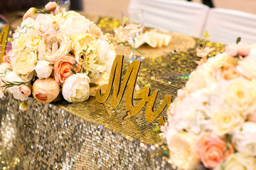 Bouquet of flowers on table