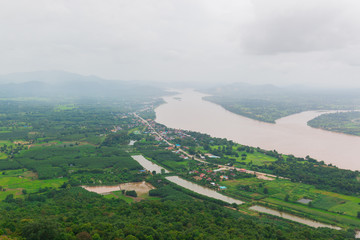 Beautiful landscape in view from skywalk at Wat Pha Tak Suea.