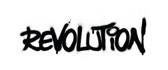 graffiti revolution word sprayed in black over white - obrazy, fototapety, plakaty