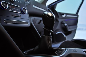 Modern black european car interior 