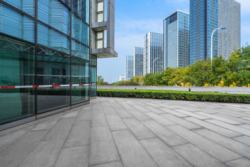 modern office buildings with empty square floor