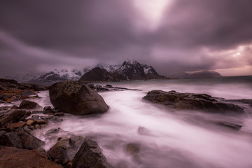 long exposure at the beach, Lofoten, Norway