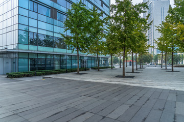 modern buildings and empty pavement in china.