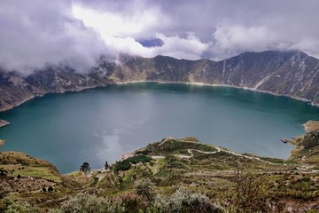 The crater lake of Quilotoa in Ecuador