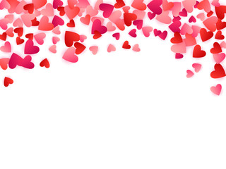 Red flying hearts bright love passion vector background.