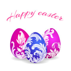 Easter egg decorated with patterns and scrolls.