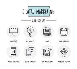 DIGITAL MARKETING LINE ICON SET