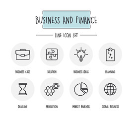 BUSINESS AND FINANCE LINE ICON SET