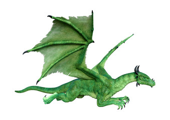 Naklejka premium 3D Rendering Fairy Tale Dragon on White