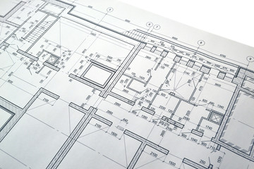 Photo of the drawing plan of the projected building