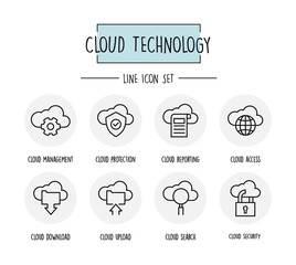 CLOUD TECHNOLOGY LINE ICON SET