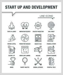 START UP AND DEVELOPMENT LINE ICONS 