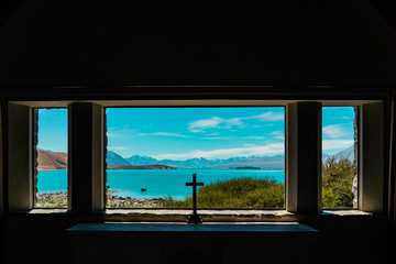 The Church of the Good Shepherd, Lake Tekapo, New Zealand, Good Shepherd Church from inside at lake tekapo great religion at lake tekapo