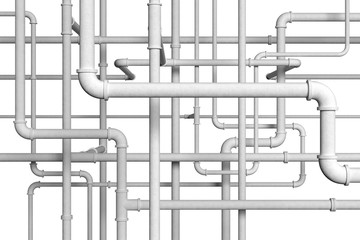 Plumbing pipes on white background 3d illustration