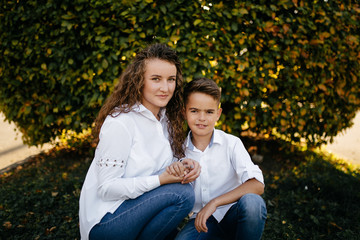Fototapeta premium Mother and son together park