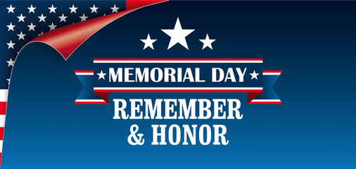 Scrolled Corner USA Flag Memorial Day