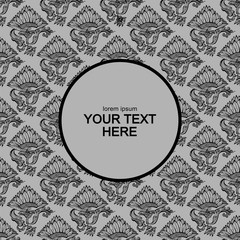 Floral seamless pattern with place for your text. Vintage design template for invitation, cover, postcard. Vector illustration