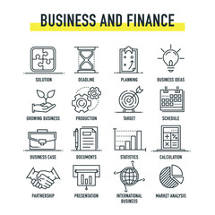 BUSINESS AND FINANCE LINE ICONS