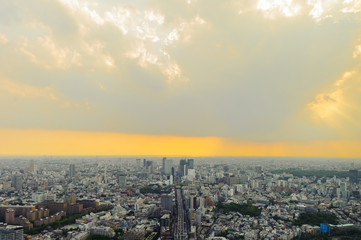 Fototapeta na wymiar cityscapes at sunset time. Tokyo, japan.