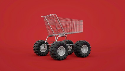 Shopping trolley with monster wheels