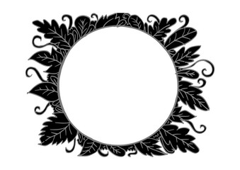 Hand drawn rounded floral frame.
