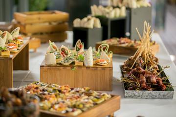 Table with delicious finger food