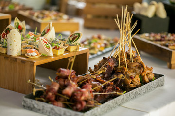 Table with delicious finger food