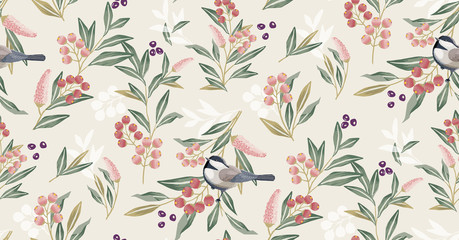  Vector illustration of a seamless floral pattern in spring for Wedding, anniversary, birthday and party. Design for banner, poster, card, invitation and scrapbook 