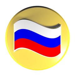 Yellow circle push button russian flag - 3D rendering illustration