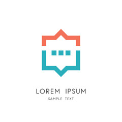 Discussion outline logo - colored chat or message symbol. Dialogue, conversation and communication vector icon.