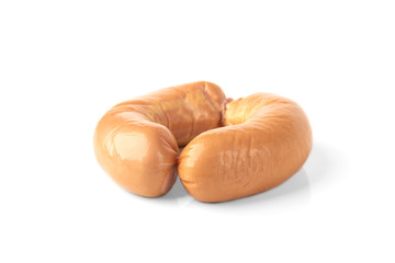 Frankfurter sausage isolated on white background.