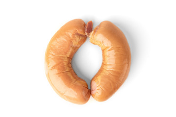 Frankfurter sausage isolated on white background.