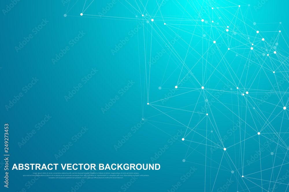 Fototapete Networking connection concept abstract technology. Global network connections with points and lines. Big data visualization. Futuristic infographic. Vector illustration