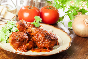 Chicken drumstick curry with rice